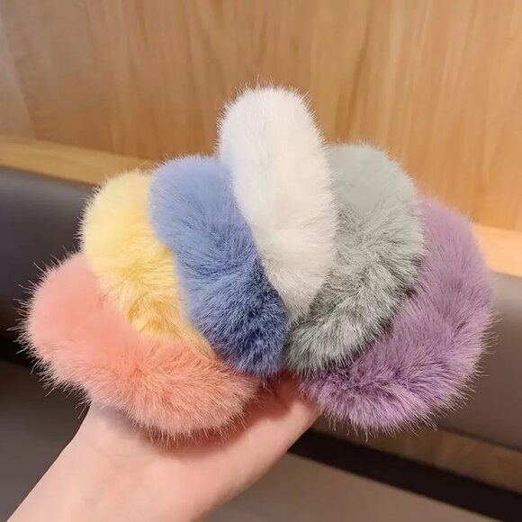 Accessories - Fuzzy Faux Furry NEW Set of 6 Scrunchies Hair Ties